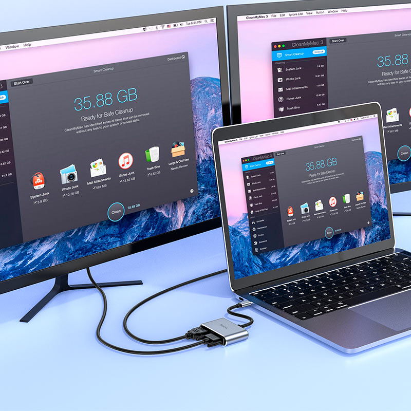 HOCO Converter “HB30 Eco” Type-C to HDMI + VGA + USB3.0 + PD HOCO Converter “HB30 Eco” Type-C to HDMI + VGA + USB3.0 + PD